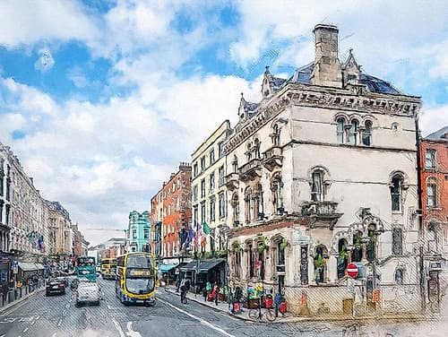 Dublin City Watercolor Art Ireland (2) Art Print