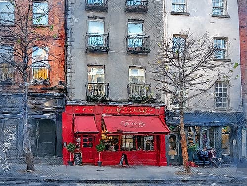 Dublin City Watercolor Art Ireland (9) Art Print