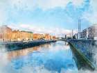Dublin City Watercolor Art Ireland (13) Art Print