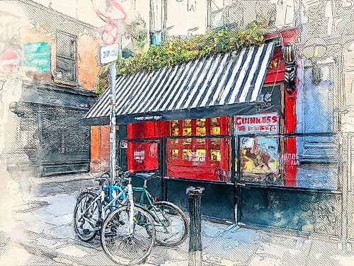 Dublin City Watercolor Art Ireland (15) Art Print