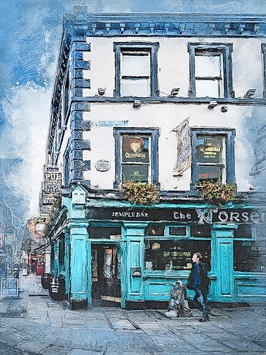 Dublin City Watercolor Art Ireland (17) Art Print