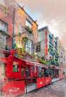 Dublin City Watercolor Art Ireland (19) Art Print