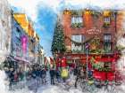 Dublin City Watercolor Art Ireland (21) Art Print
