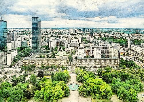 Warsaw City Watercolor Art Poland (7) Nature Print