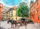 Warsaw City Watercolor Art Poland (19) Art Print
