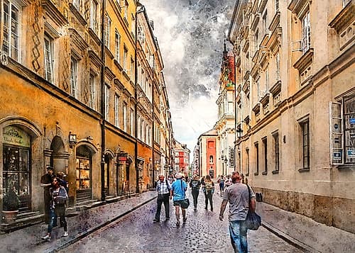 Warsaw City Watercolor Art Poland (22) Art Print