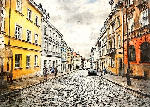 Warsaw City Watercolor Art Poland (23) Art Print
