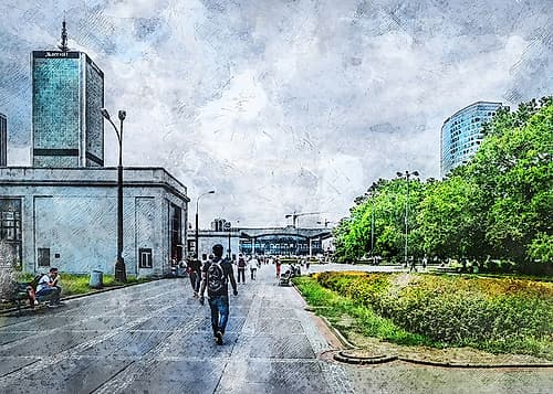 Warsaw City Watercolor Art Poland (24) Art Print