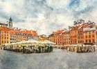Warsaw City Watercolor Art Poland (26) Landscape Print