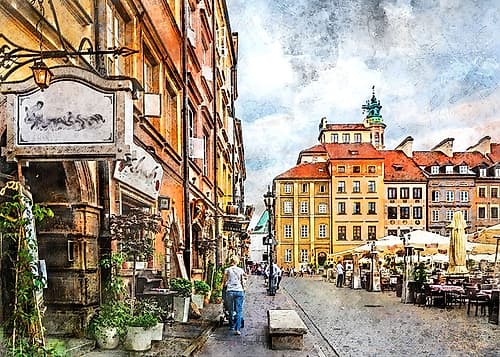 Warsaw City Watercolor Art Poland (27) Art Print