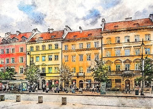 Warsaw City Watercolor Art Poland (28) Art Print