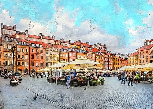 Warsaw City Watercolor Art Poland (29) Art Print