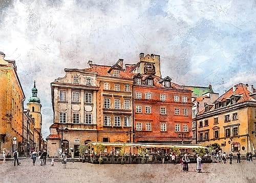 Warsaw City Watercolor Art Poland (33) Art Print