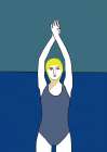 Swimmer with Yellow Cap Coastal Print