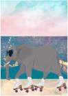 Elephant Rollerskating On holiday Art Print