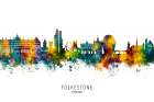 Folkestone England Skyline Art Print