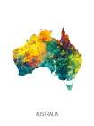 Australia Watercolor Map Art Print