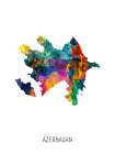 Azerbaijan Watercolor Map Art Print