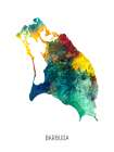 Barbuda Watercolor Map Art Print