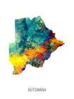 Botswana Watercolor Map Art Print