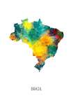 Brasil Watercolor Map Art Print