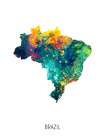 Brazil Watercolor Map Art Print