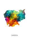 Cambodia Watercolor Map Art Print