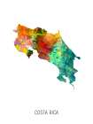 Costa Rica Watercolor Map Art Print