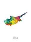 Cyprus Watercolor Map Art Print