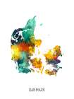 Danmark Watercolor Map Art Print