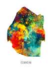 Eswatini Watercolor Map Art Print