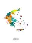 Greece Watercolor Map Art Print