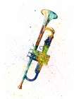 Trumpet Abstract Watercolor Art Print