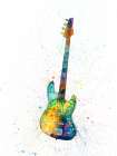 Electric Bass Guitar Abstract Watercolor Art Print