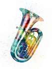 Tuba Abstract Watercolor Art Print