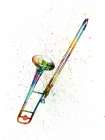 Trombone Abstract Watercolor Art Print