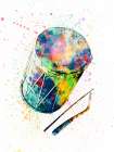Dhol Drum Abstract Watercolor Art Print