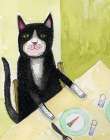 Cat having dinner Art Print