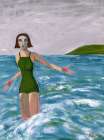 Woman by the sea Art Print