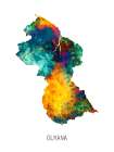 Guyana Watercolor Map Art Print