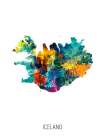 Iceland Watercolor Map Art Print