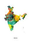 India Watercolor Map Art Print