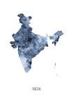 India Watercolor Map Art Print