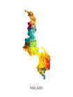 Malawi Watercolor Map Art Print