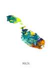 Malta Watercolor Map Art Print