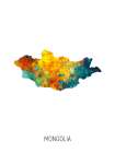 Mongolia Watercolor Map Art Print