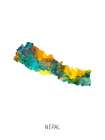 Nepal Watercolor Map Art Print