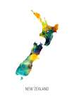 New Zealand Watercolor Map Art Print