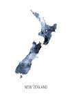 New Zealand Watercolor Map Art Print
