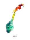 Norge Watercolor Map Art Print